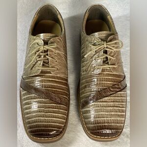 LIBERTYZENO Men's Genuine Leather Lizard Print Lace-Up Oxford Dress Shoes Size 6